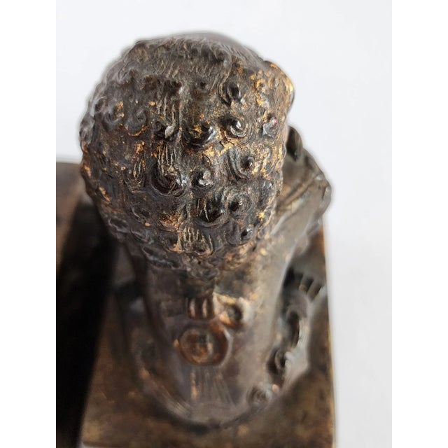 Antique Gilt Bronze Chinese Foo Dogs-A Pair For Sale - Image 11 of 12