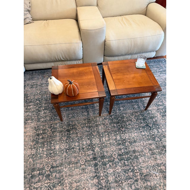 Wood 1950s Heritage-Henredon Mid-Century Square Side Tables, Fully Restored — A Pair For Sale - Image 7 of 9