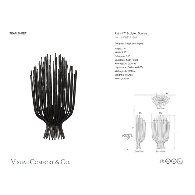 Chapman & Myers for Visual Comfort Signature Astra 17" Sculpted Sconce in Aged Iron For Sale - Image 11 of 11