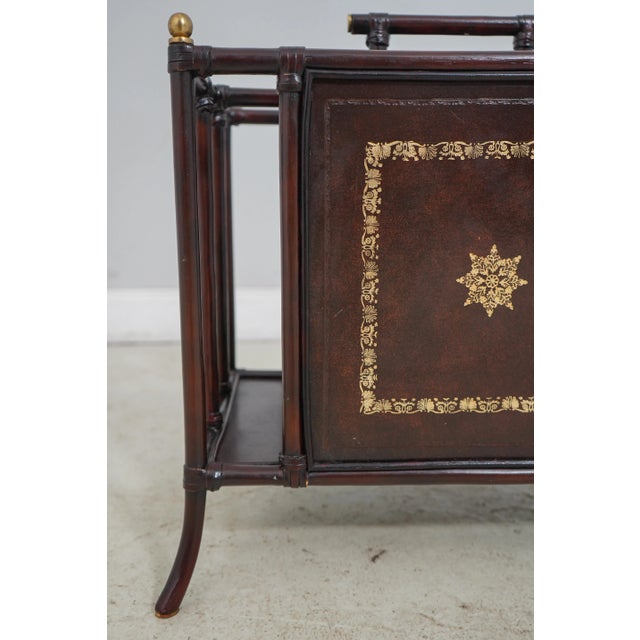 Maitland Smith Bamboo Form & Leather Magazine Rack For Sale - Image 9 of 12