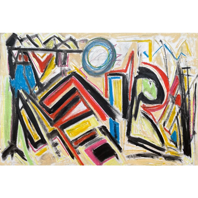 Beautiful appx 24x36” abstract original oil on canvas expressionist cubist painting. Canvas is gallery stretched and ready...