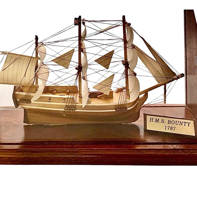 Ship Model in Glass Display Case HMS Bounty Replica Vintage Nautical Decor For Sale In Tulsa - Image 6 of 8
