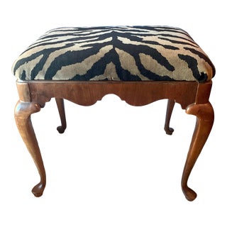 Vintage Walnut Upholstered Bench by Hekman Furniture For Sale