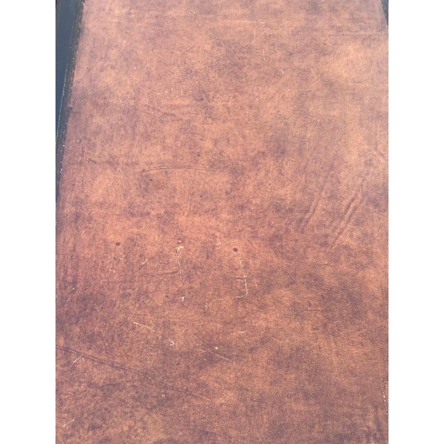 Late 20th Century Faux Bamboo Leather Top Writing Desk For Sale - Image 16 of 18