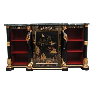 Vintage Chinoiserie Cabinet with Marble Top, 1920 For Sale