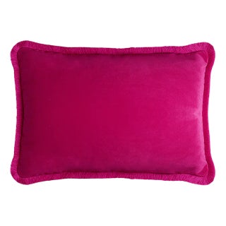 Small Happy Pillow in Velvet Fuchsia from Lo Decor For Sale