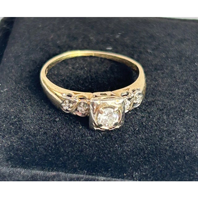 This is part of Chairish’s Fine Jewelry assortment. Edwardian Diamond & 14k Yellow Gold Ring. Ring Size: 6.5 in. Center...