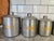 Vintage 1950's French kitchen canisters, set of 6: Sucre (sugar), Farine (flour), Café (coffee), Chicorée (chicory), Thé...