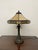 1970s Vintage Table Lamp With Decorative Filigree Shade and Dual Pull Chains For Sale - Image 5 of 10