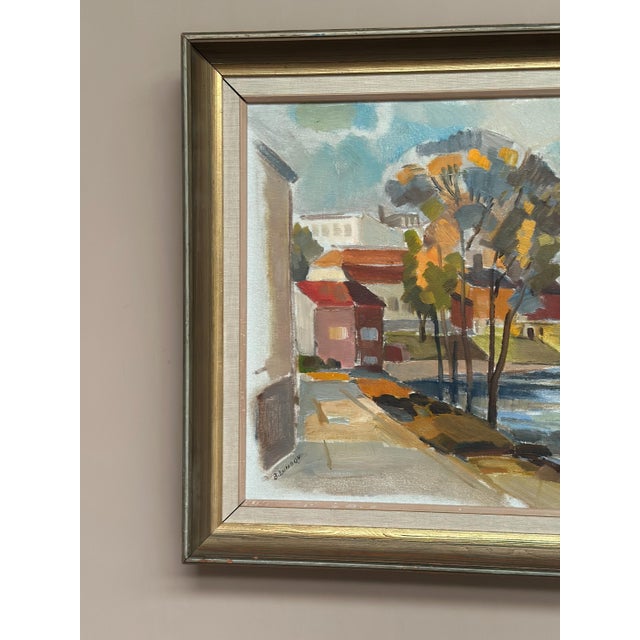 B. Lundqvist, Riverside Village, 1960s, Oil on Canvas, Framed For Sale - Image 13 of 18