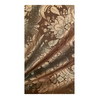 Italian Damask Silk Fabric Brown and Gold 1 Yard For Sale