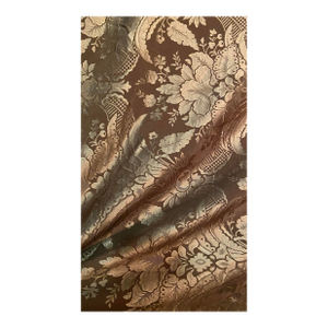 Italian Damask Silk Fabric Brown and Gold 1 Yard