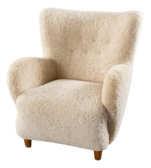 Danish Sheepskin Armchair, 1940s