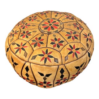 Vintage 1960’s Mid Century Moroccan Leather Pouf For Sale