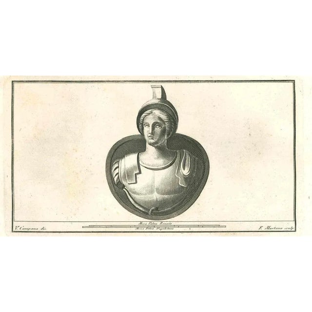 Athena goddess armed - ancient roman art, from the series "antiquities of herculaneum", is an original etching on paper...