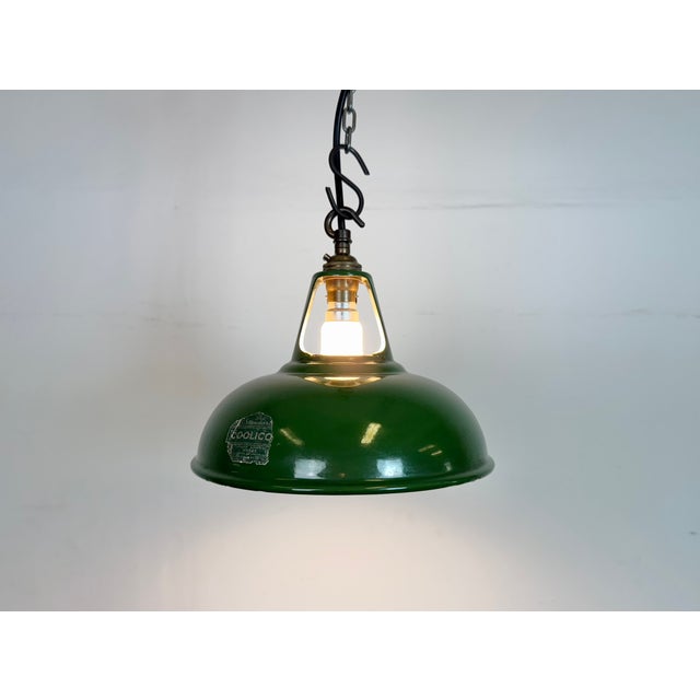 Industrial Green Enamel Factory Pendant Lamp from Coolicon, 1950s For Sale - Image 15 of 18