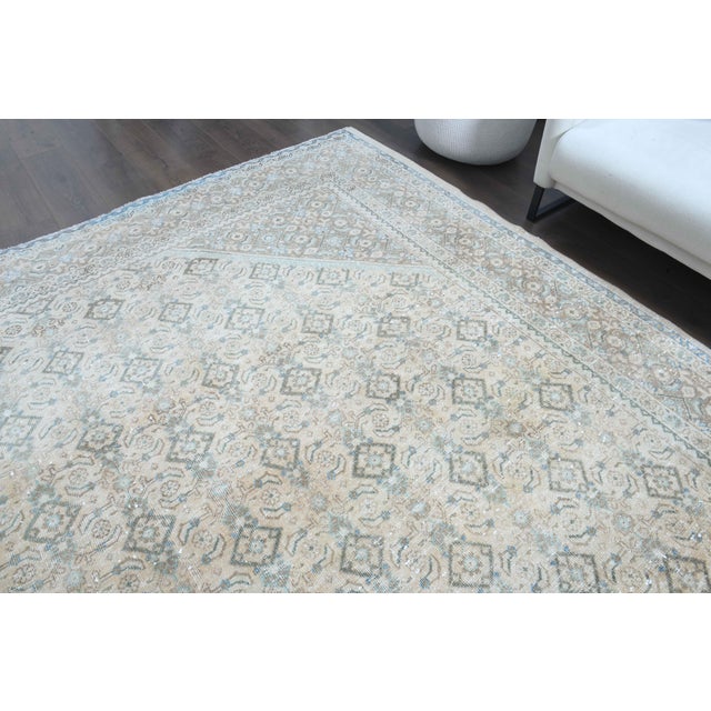 1960s Vintage Persian Handmade Wool Cotton Beige Area Rug For Sale In San Francisco - Image 6 of 11