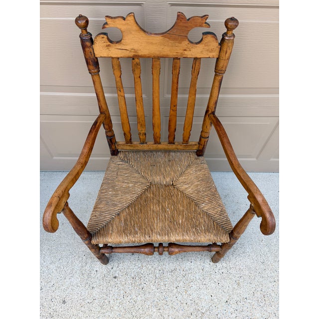 Early 19th Century New England Maple & Ash Armchair With Rush Seat For Sale - Image 9 of 14