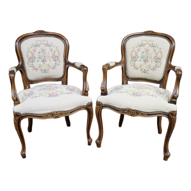 Pair of Chateau D’Ax Italian Carved Armchairs For Sale