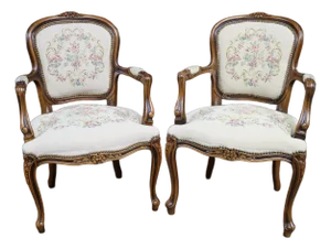 Pair of Chateau D’Ax Italian Carved Armchairs