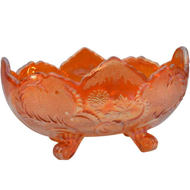 Mid-Century Orange Textured-Glass Centerpiece For Sale In New York - Image 6 of 9