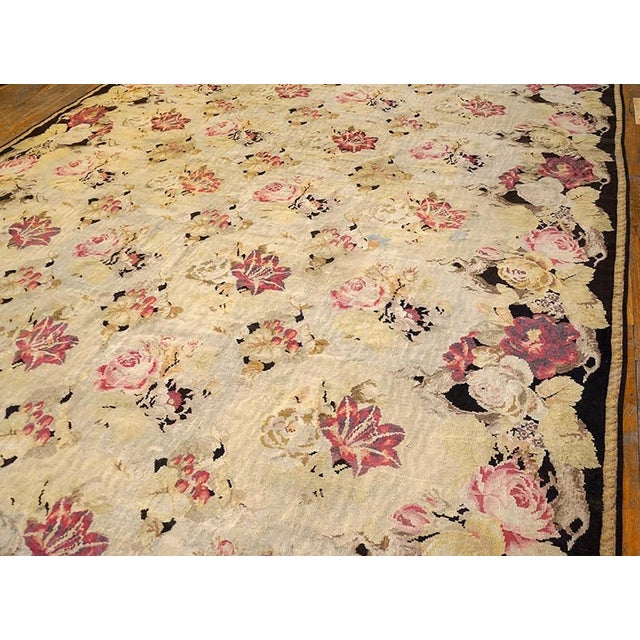 Traditional 1870s Beige Floral Kilim Antique European Besserabian Rug 9'6" X 16'0" Flatweave Wool Carpet For Sale - Image 3 of 5