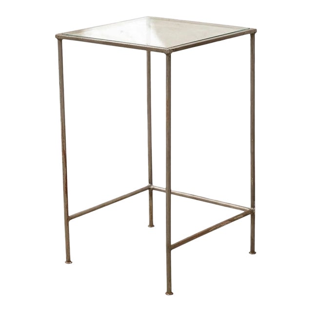 Vintage Glass Top Metal Bar Table For Sale