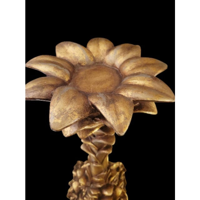 Hollywood Regency Oversized Vintage Gold Gilt Hollywood Regency Serge Roche Style Palm Tree Candle Holders- A Pair For Sale - Image 3 of 10