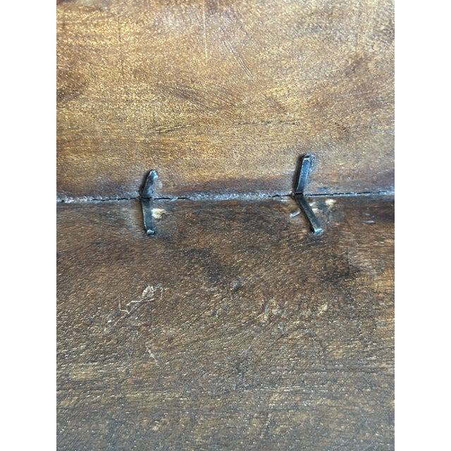 Late 19th Century Antique Indian Dowry Chest With Slanted Lid – Hand-Carved Wood Storage Box With Iron Hardware For Sale - Image 5 of 9