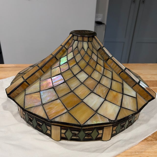 Metal Very Rare 1920s Handmade Tiffany Style Lampshade For Sale - Image 7 of 7