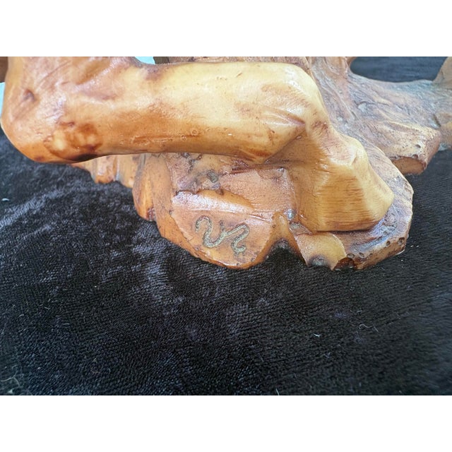 Plastic Vintage Italian Rearing Horse Resin Sculpture by A. Giannetti – Faux Carved Wood Finish For Sale - Image 7 of 9