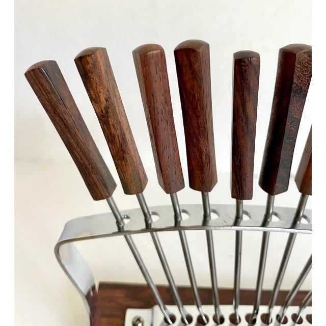 Mid 20th Century Mid-Century Modern Rosewood Appetizer Sticks - Set of 13 For Sale In Los Angeles - Image 6 of 7