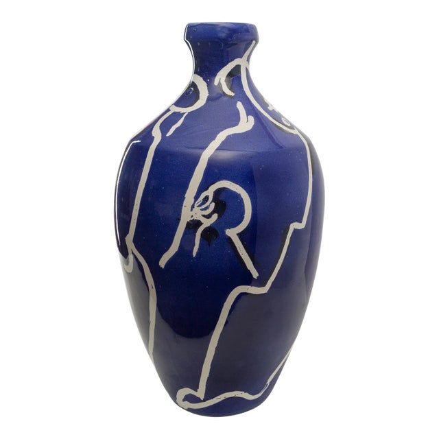 Pablo Large Blue & White Vase For Sale