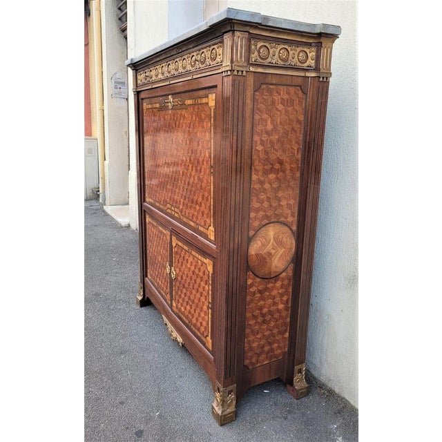 Grand Secretary with Flap in Marquetry, Late 19th Century For Sale - Image 15 of 18