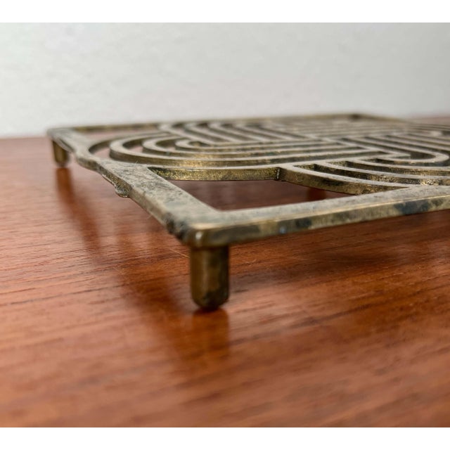 Art Deco Bronze Trivet Coaster with Solomon Knot Design For Sale - Image 6 of 12