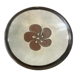 Vintage Mid Century Modern Studio Pottery Large Ceramic Plate Dish Glazed 1970s For Sale