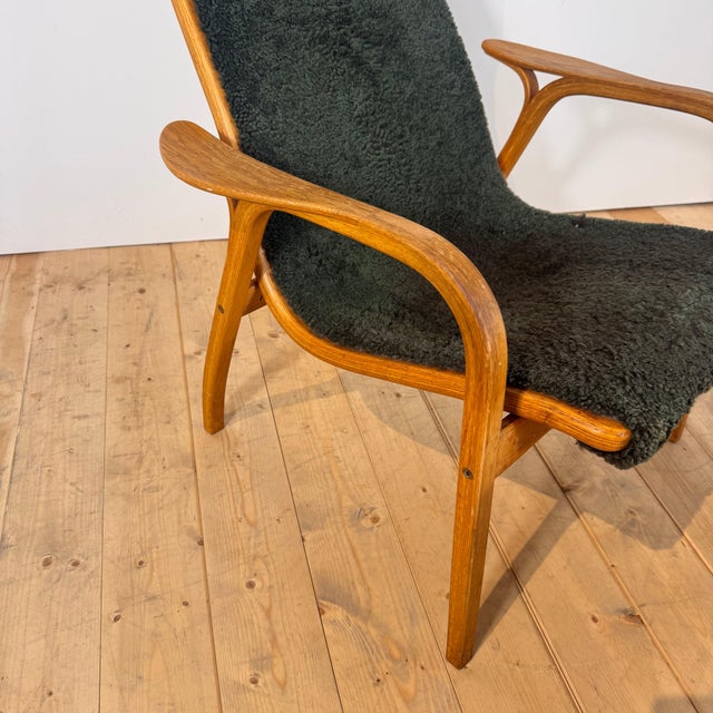 Set of Green Lamino Lounge Chair and Ottoman by Yngve Ekström for Swedese, 1960 For Sale - Image 3 of 9