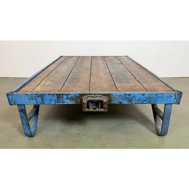 Large Industrial Blue Coffee Table Cart, 1960s For Sale - Image 15 of 18