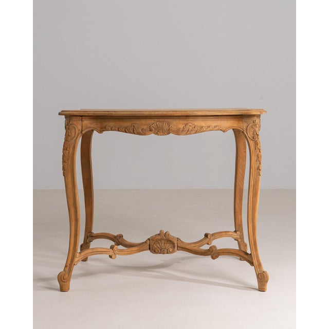 Wood 1880-1889 France Weathered Whitewash Carved Cerused Oak Console For Sale - Image 7 of 11