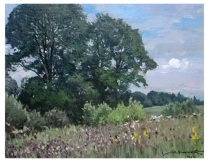 Alfejs Bromults, In the Heyday of Summer, 1988, Oil on Canvas and Cardboard