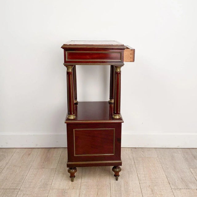 Brown Napoleon III Side Table in Mahogany With Brass Trim and Marble Top For Sale - Image 8 of 10