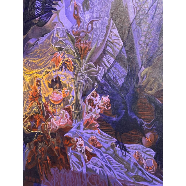 Contemporary Contemporary Candlelit Still Life Oil Painting on Canvas by Tara Sabini For Sale - Image 3 of 3
