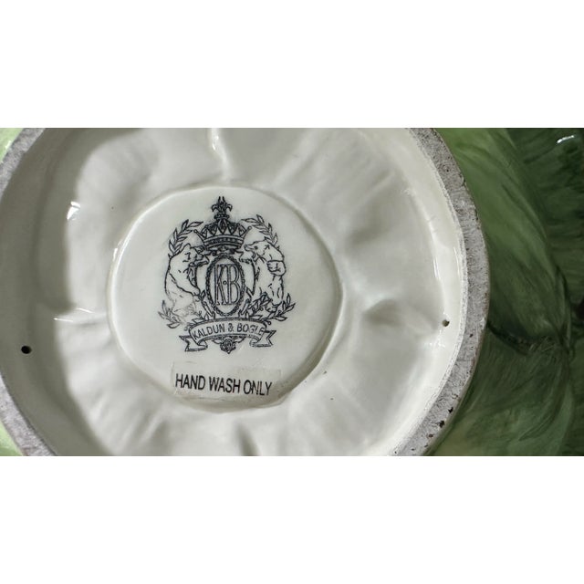 Cabbage Leaf Majolica Centerpiece Bowl For Sale - Image 10 of 10