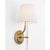 Modern Marie Flanigan for Visual Comfort Signature Abigail XL Sconce in Soft Brass and Clear Wavy Glass with Linen Shade For Sale - Image 3 of 10