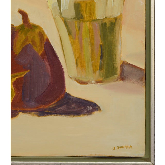 Magenta Pear & Cut Flowers in a Glass, Botanical Still Life in Magentas by Josephine Guerra For Sale - Image 8 of 11
