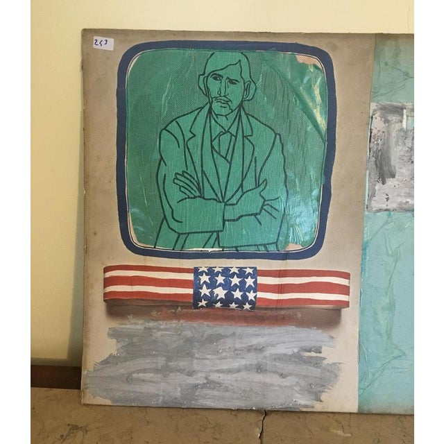 Blue Ermete Lancini, Abstract Collage, 1960s, Mixed Media For Sale - Image 8 of 17