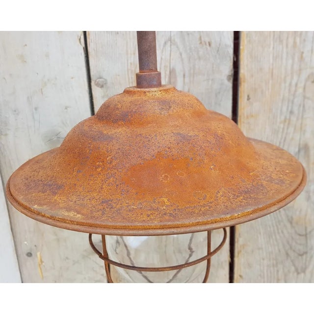French Rusty Outdoor Barn Lamp Light For Sale - Image 6 of 7