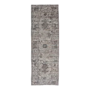 Modern Oushak Designed Runner in Wool With Floral Design in Earthy Tones 3'2 X 10'0