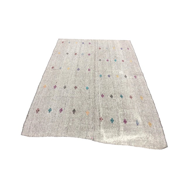 Turkish Handmade Organic Area Kilim Rug - 5′9″ × 8′10″ For Sale