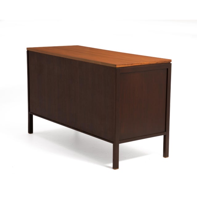 1960s Edward Wormley Dunbar Tambour Door Mahogany Walnut Brass Credenza Cabinet Mid Century Modern For Sale - Image 5 of 12
